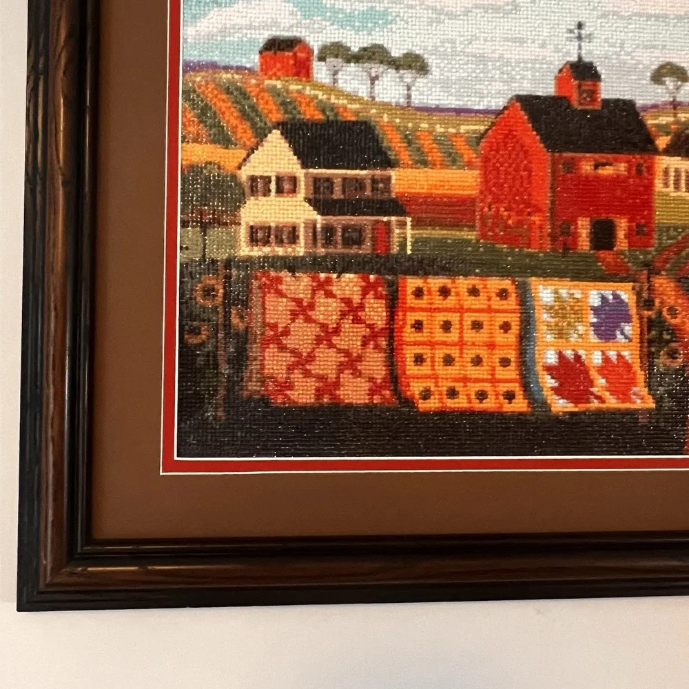 Framed Diamond Dot Art Farm Barn Quilt Country Wall Decor Folk Art 21x25